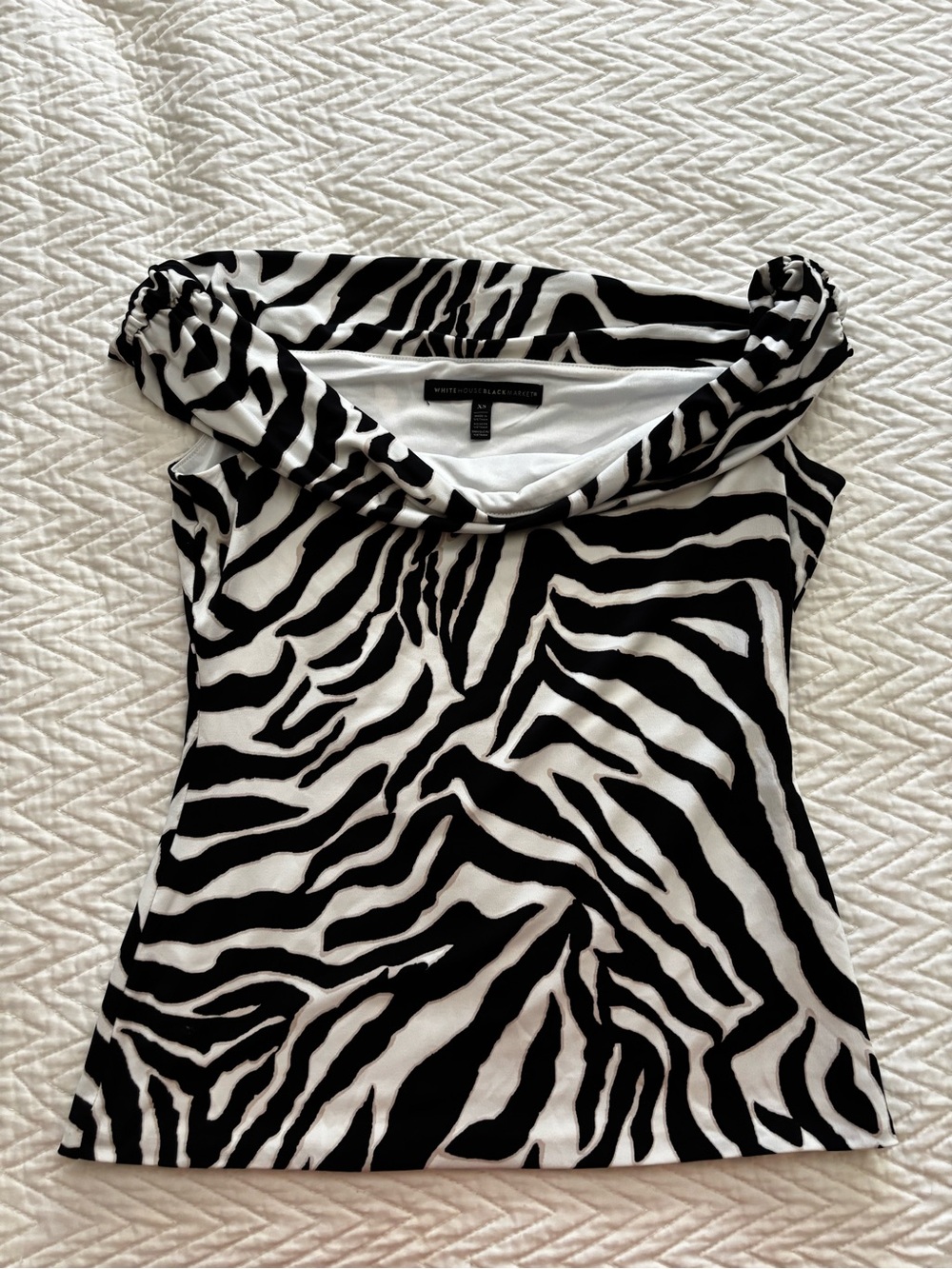 White House Black Market Black & White Zebra Cowl Neck Camisole